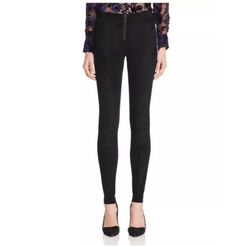 Alice Olivia Front Zip Suede Skinny Pants Size 8